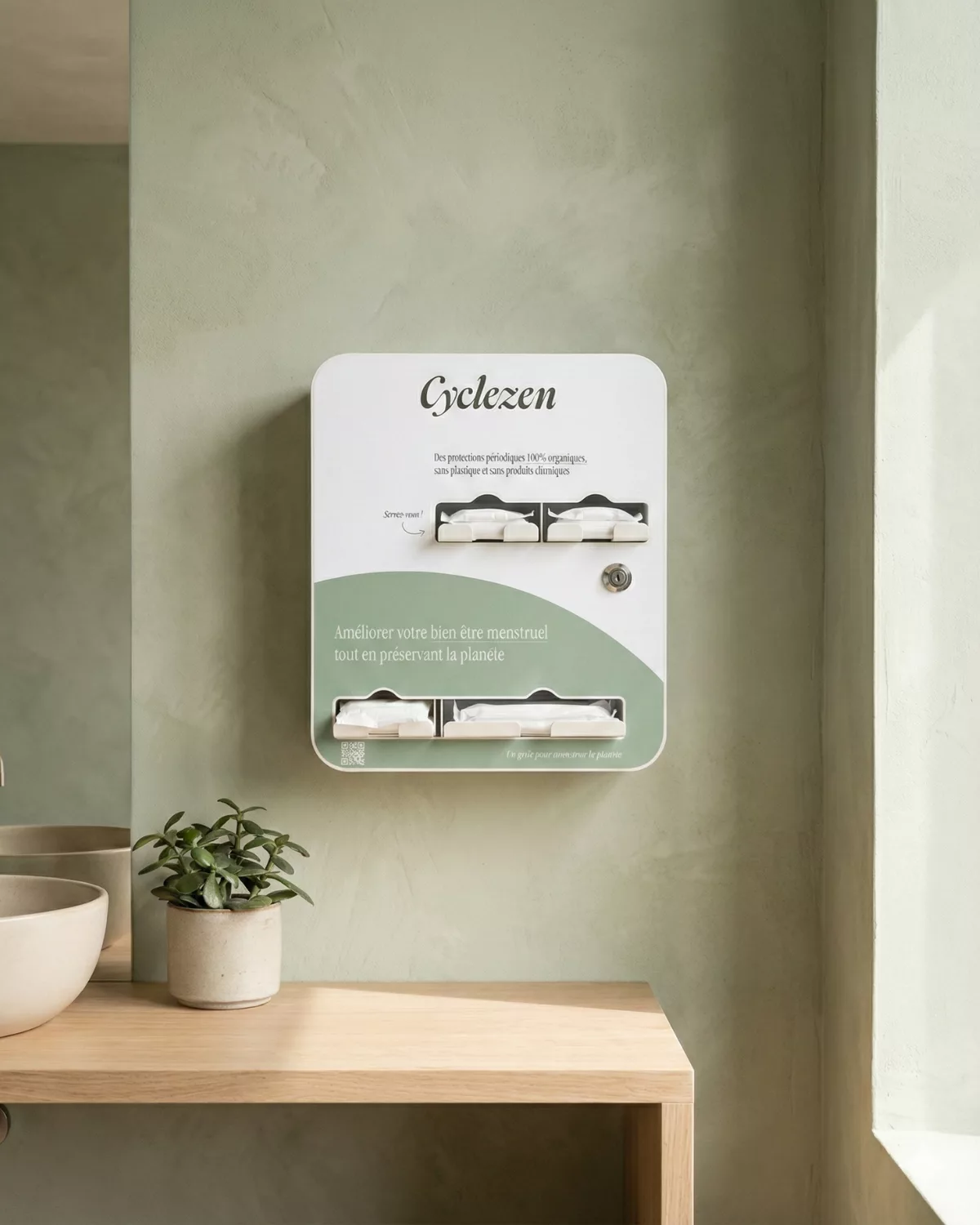 Distributeur Cyclezen dans les sanitaires